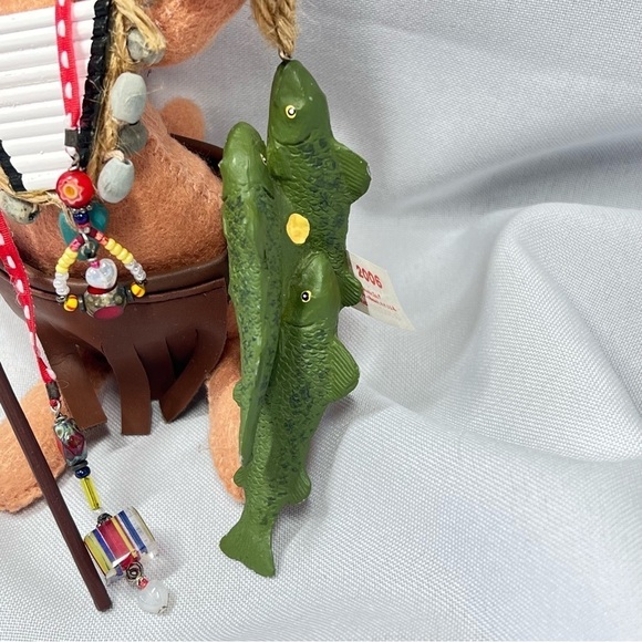 NWOT ANNALEE Native American Indian Boy 6" Mouse with String of Fish 2006 - Picture 10 of 12